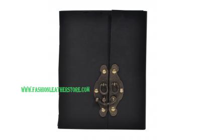 Hardcover Blank Paper Notebook With Antique Brass lock Latch Clasp Authentic Genuine Leather Journal With Lock Diary